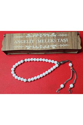 DOĞALTAŞ TESPİH ANGELİT MELEK TAŞI TESBİH 33 LÜK KUTULU HEDİYELİK TESBİH