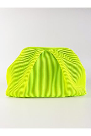 Kadın Neon Yeşil Piliseli Clutch El Çantası