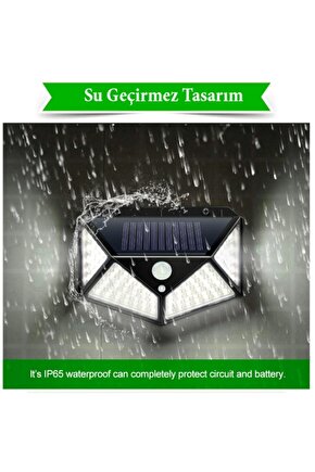 Enerjili Bahçe Lambası 100 Led 1li Paket Bahçe Aplik Bahçe Lambası Bahçe Aydınlatma