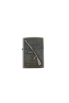 Sari renkli AK-47 Tufekli kabartmali zippo Cakmak
