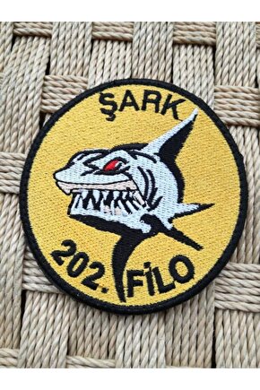 Sarı Zemin Nakış Işlemeli Şafak 202. Filo Patch Peç Arma