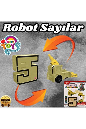 Pocket Morphers 5 Savaş Topu - Roboto Dönüşen Sayılar - 5 Numara Robot - Transformers - Robot Sayı