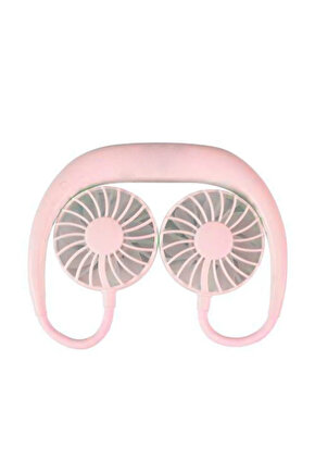 Giyilebilir Kablosuz Şarjlı Taşınabilir Mini Fan Vantilatör Pembe
