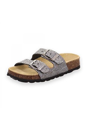 800111 G Deri Siyah-beyaz Unisex Terlik