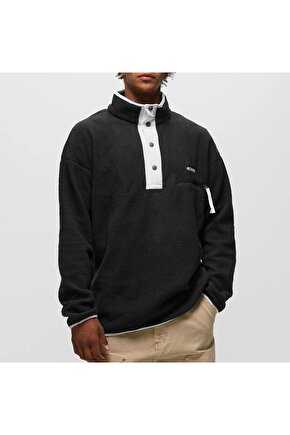 Erkek Siyah Helvetia  Half Snap Fleece Polar Sweatshirt