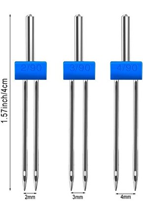 Aile Dikiş Makinesine Nervür Çift Iğne (2mm3mm4mm) 3 adet