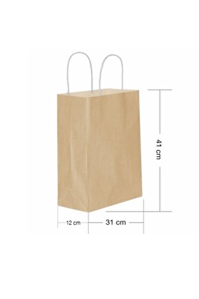 Roll-Up Kraft Çanta Naturel Büyük Boy 31x41cm 25li