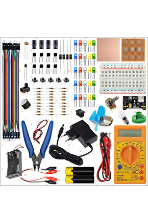 Breaboard Temel Elektrik ve Elektronik Eğitim Full Set DT830D Multimetre Yankeski