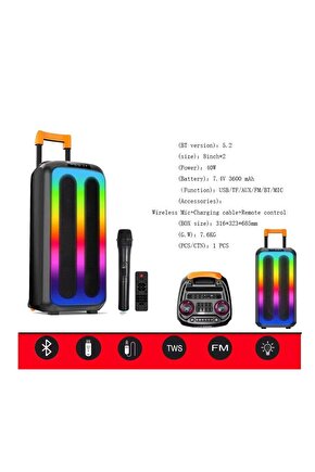 NDR-1097 BÜYÜK BOY BLUETOOTH HOPARLÖR KABLOSUZ TEKERLEKLİ TAŞINABİLİR KABLOSUZ SPEAKER TOPLANTI ANFİ