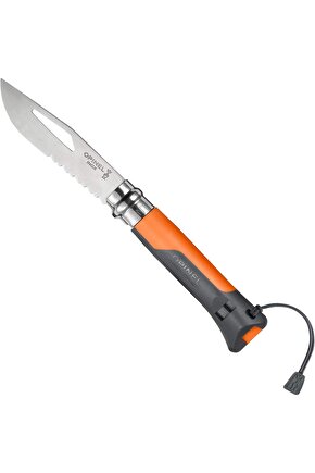 Inox No.8 Outdoor Paslanmaz Kamp Çakı Tırtıklı Keskin Bıçak  Entegre Düdüklü Çok Amaçlı Çakı