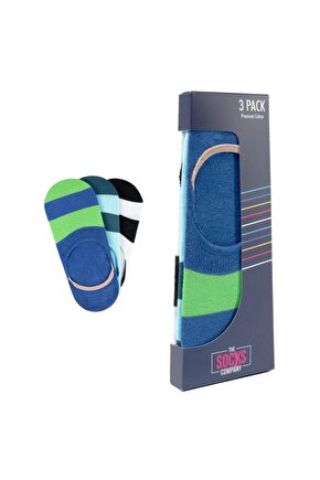 3 Çift Desenli Özel Kutulu Silikon Destekli Erkek Babet Çorap (149P)