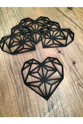 Dekoratif Kalpli Siyah Ahşap Sunumluk Bardak Altlığı 10x10cm 4 Adet
