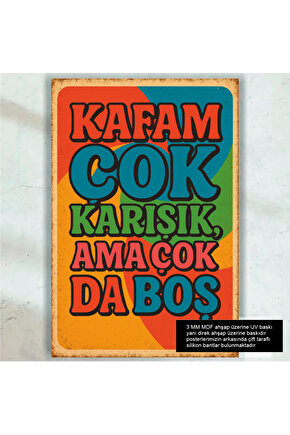 kafam karışık komik esprili atarlı duvar yazıları retro ahşap poster tablo