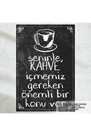 kahve bahane, güzel kahve sözleri ev mutfak kafe dekorasyon tablo retro ahşap poster