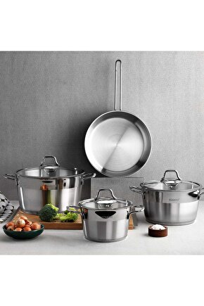 Vals Çelik Tencere Seti-7 Parça-Inox