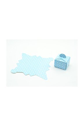Mavi Renkte Puantiyeli Lokum Kutusu 3*5,5 Cm 50 Adet