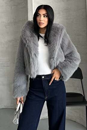 Kadın Kapüşonlu Premium Kürk Mont - Yumuşak Dokunuşlu, Peluş, İçi Astarlı