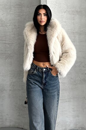 Kadın Kapüşonlu Premium Kürk Mont - Yumuşak Dokunuşlu, Peluş, İçi Astarlı