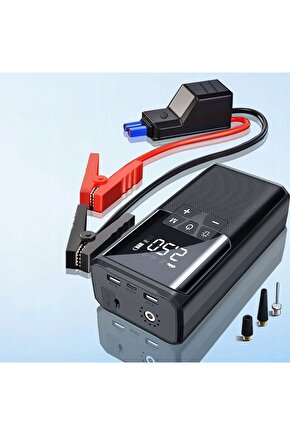 Multi Function Jump Starter Şarjlı Lastik Şişirme Pompası Akü Takviye Acil Durum Led Işık Powerbank
