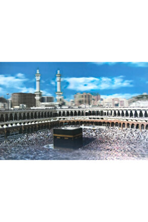 3 Boyutlu Resim Ekstra Çözünürlüğe Sahip Kabe Resmi Mekke Tablosu 40x60 Cm