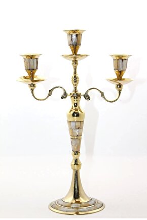Pirinç Sedefli 3lü Şamdan 26096