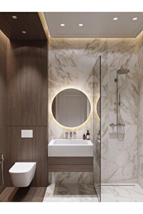70 Cm Günışığı Ledli Yuvarlak Banyo Aynası Makyaj Aynasıtrafolu