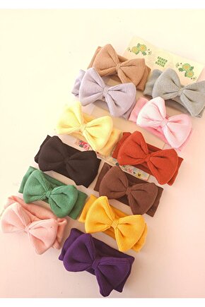 Kız Bebek & Çocuk Fiyonklu Bandana Set - Yumuşak- Esnek