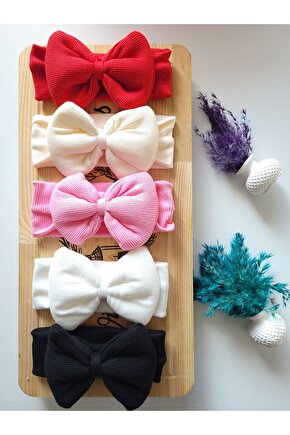 Kız Çocuk & Bebek Kaşkorse Fiyonklu Bandana 5li Set