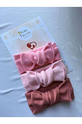 3lü El Yapımı Ribana Kız Bebek Bandana