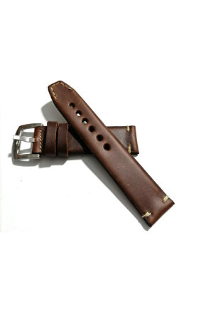 Her Saate Uygun  El Yapımı 24  mm Hakiki  Deri Kordon Kahverengi 24mm