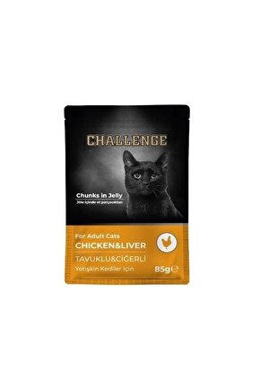 Challenge Tavuklu ve Ciğerli Pouch Yetişkin Konserve Kedi Maması 85 Gr