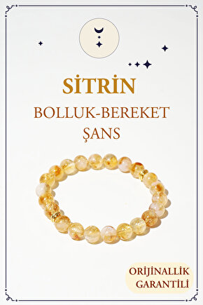 Sitrin Doğal Taş Bileklik (POZİTİF ENERJİ DEPOSU) 1.kalite Doğal Taş