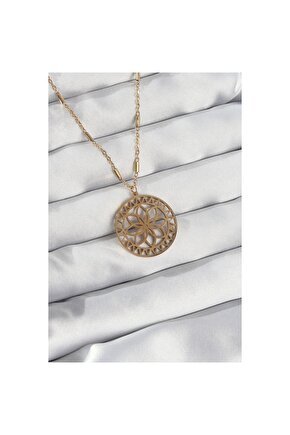 316L Çelik Zincir Gold Renk Lotus Model Kolye