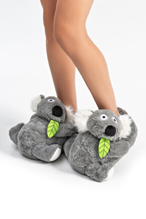 Koala Kadın,Garson Boy Hayvanlı Panduf Gri 3641