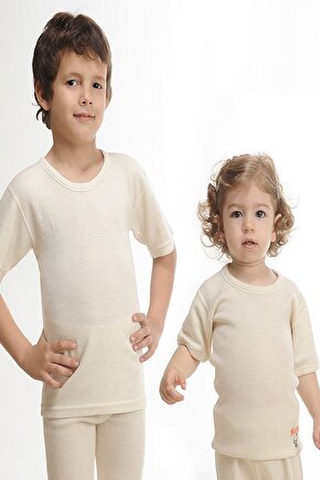 500&550 Unisex Çocuk Termal Yün İçlik Takım-Krem