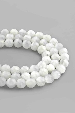 Selenit Doğal Taş Parlak Küre Kesim 10mm Dizi [aa]