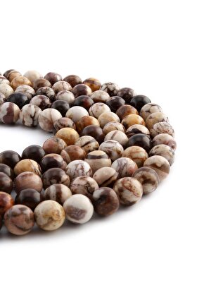 Milk Jasper Doğal Taş Parlak Küre Kesim 8mm Dizi