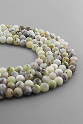 Opal Doğal Taş Parlak Beyaz Küre Kesim 6mm Dizi [ab ]