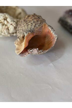 Pembe Kuvars Taşı Doğal Taş Ayarlamalı Yüzük
