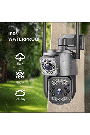 4K DUAL LENS GÜVENLİK KAMERASI 8X ZOOM 2+2MP ULTRA HD WİFİ HAREKET ALGILAMA ALARM