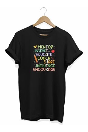 Gelirr 24 Kasım Öğretmenler Günü Baskılı T-shirt - Siyah