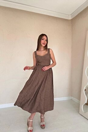 Moda Shop & Butik Vizon Yanları Büzgülü Göğüs Kuplu Elbise