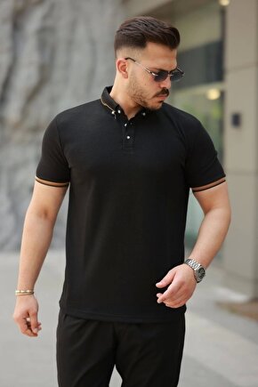 Moda Shop & Butik Erkek Düğmeli Yaka Waffle Kumaş Kısa Kollu Tişört