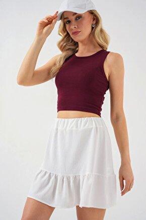 Gelirr Ayrobin Mini Etek 8054 - Beyaz