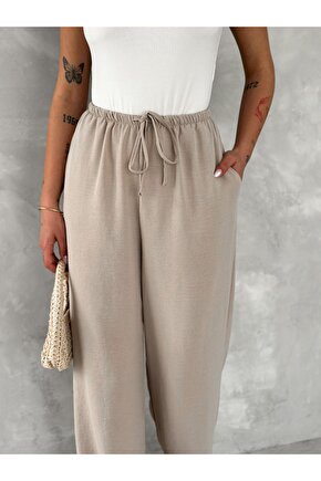 Ayrobin Oversize Kadın Pantalon - Bej