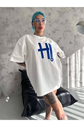 Unisex Nakış İşlemeli T-Shirt - Beyaz