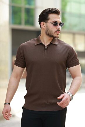 Moda Shop & Butik Erkek Fermuarlı Yakalı Kısa Kollu Tshirt