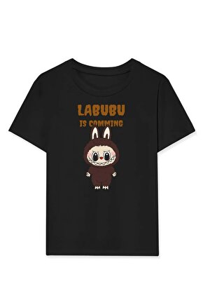 Kız Labubu Çocuk Baskılı T-Shirt - Siyah