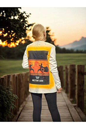 Unisex Bisiklet Yaka Uzun Kollu T-Shirt - Beyaz