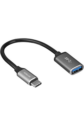 Hy-xo22 Gümüş Usb F To Type C M 10cm Kablolu Metal Gövdeli Otg Çevirici